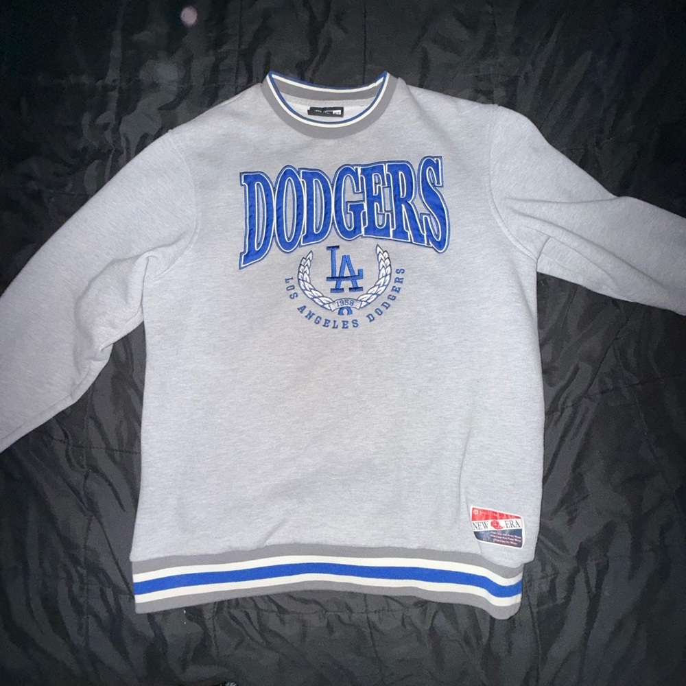 New Era Gray Dodgers Crewneck Sweater - Picture 3 of 6